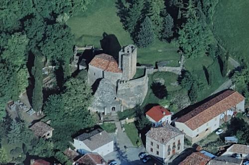 Eglise de Vals, en Ariège, 09, vue aérienne, Jacques Jany.