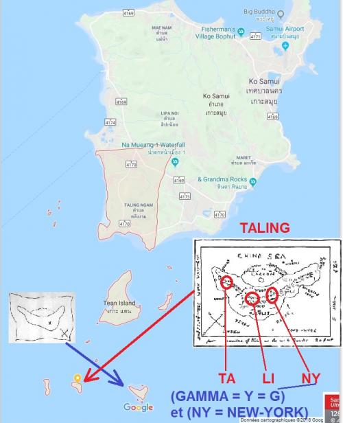 L'Archipel de TALING NGAM dans le Golf de Thaïlande inscrit sur la carte dite N°4 d'Hubert Palmer. (Photo Google Maps) (Albert Fagioli)