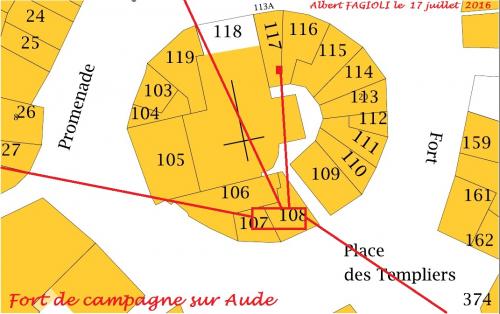 Le plan actualisé des emplacements des souterrains sous le Fort de Campagne sur Aude, 17 juillet 2016. (Albert Fagioli)