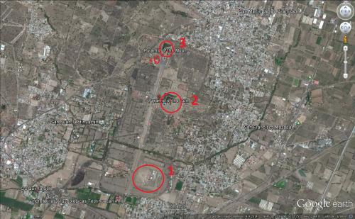 Les pyramides de Téotihuacan. (Mexique) (Photo Google Earth)