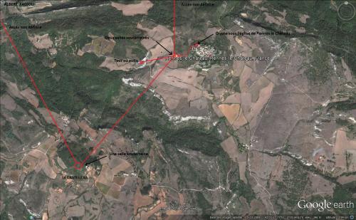 Rennes le Château et le Casteillas.(Photo Google Earth) (Albert Fagioli)