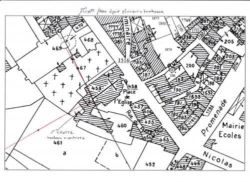 Plan de masse présenté à Mr le maire d'Alet-les-Bains, avant les recherches du 8 août 2013. (Plan réalisé à distance depuis son domicile) (Albert Fagioli)