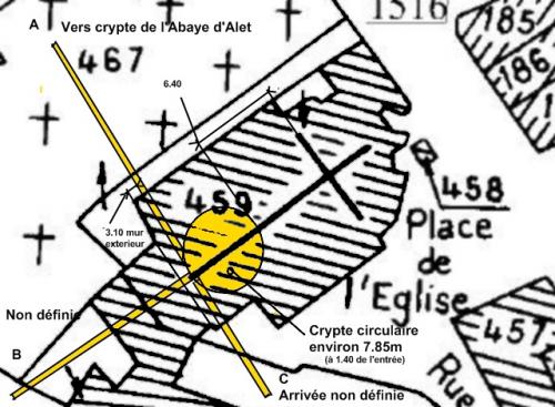 Croquis de la crypte sous l'église Saint-André d'Alet-les-Bains et de ses souterrains, 08 août 2013. (Albert Fagioli) (Page 1)