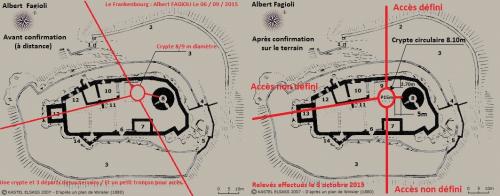 La relevés à distance puis sur le terrain de la crypte et des souterrains du château du Frankenbourg. (Albert Fagioli)