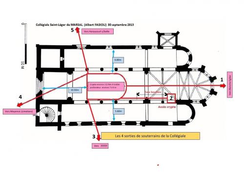 Les emplacements des souterrains et de la crypte de la Collégiale, le 30 septembre 2015.(Albert Fagioli)