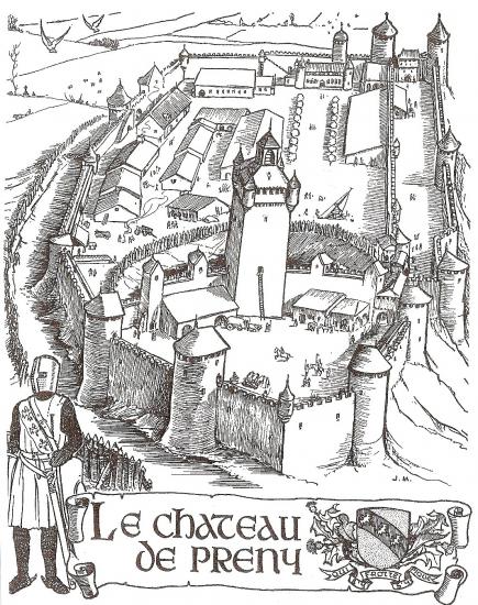 Belle gravure du château de Preny. (photo internet)