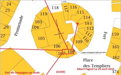 L'emplacement de la crypte et des souterrains depuis le Fort de Campagne sur Aude. (Albert Fagioli)