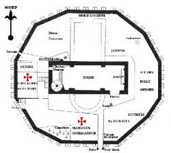 Le mur d'enceinte du Fort Templier de Campagne sur Aude. (Plan d'Archive)