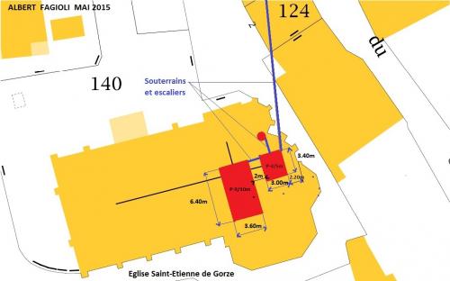 Les emplacements des deux cryptes sous l'église de Gorze, vendredi 24 avril 2015. (Albert Fagioli)