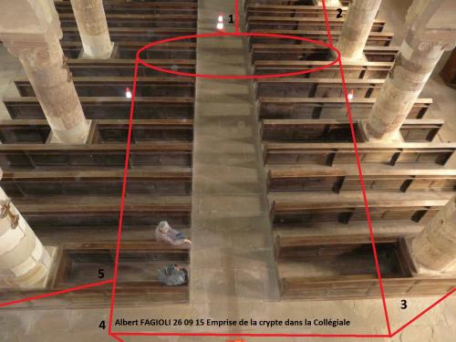 L'emprise réelle de la crypte dans la Collégiale. (Albert Fagioli)