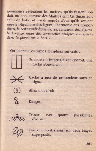 Les signes Templiers, " Trésors enfouis de France, Henri de Lens. (Autres Mondes, 1980)(Page 263)